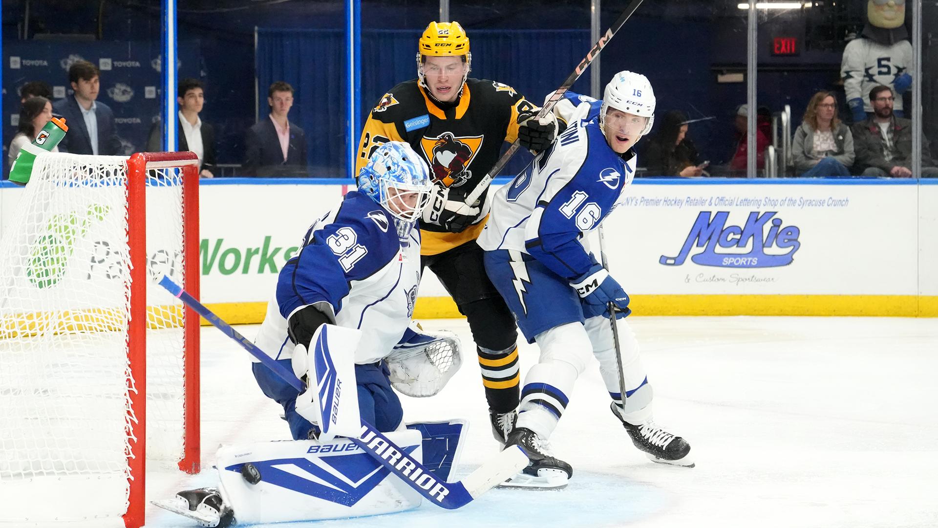 PENGUINS BLANKED BY HALVERSON, LOSE TO CRUNCH, 2-0