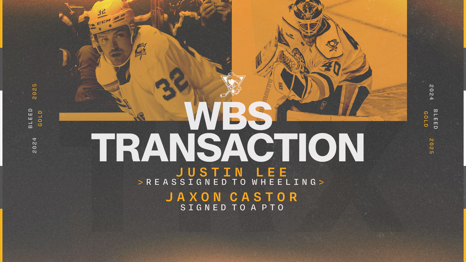 PENGUINS REASSIGN LEE TO WHEELING, SIGN CASTOR TO PTO