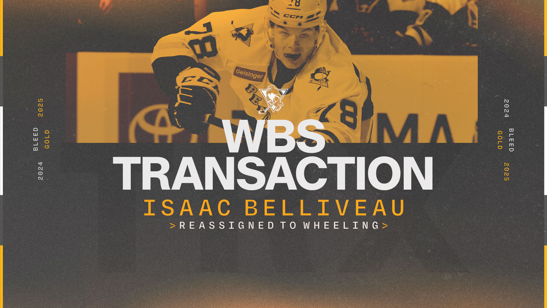 ISAAC BELLIVEAU REASSIGNED TO WHEELING NAILERS