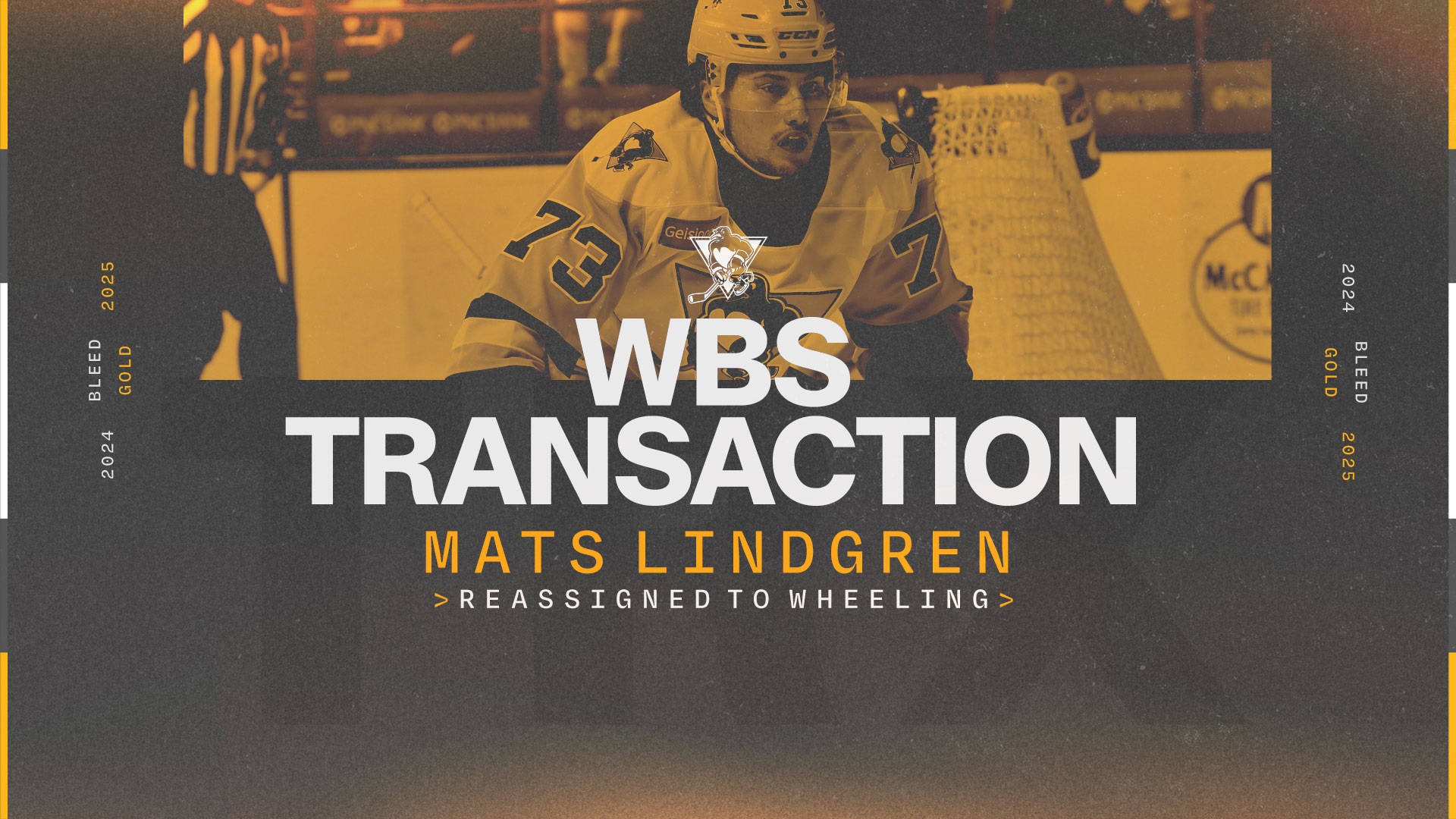 PENGUINS REASSIGN MATS LINDGREN TO WHEELING