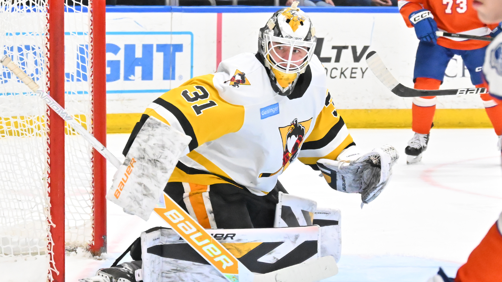 LARSSON SUPERB AS PENGUINS SHUT-OUT SYRACUSE, 2-0