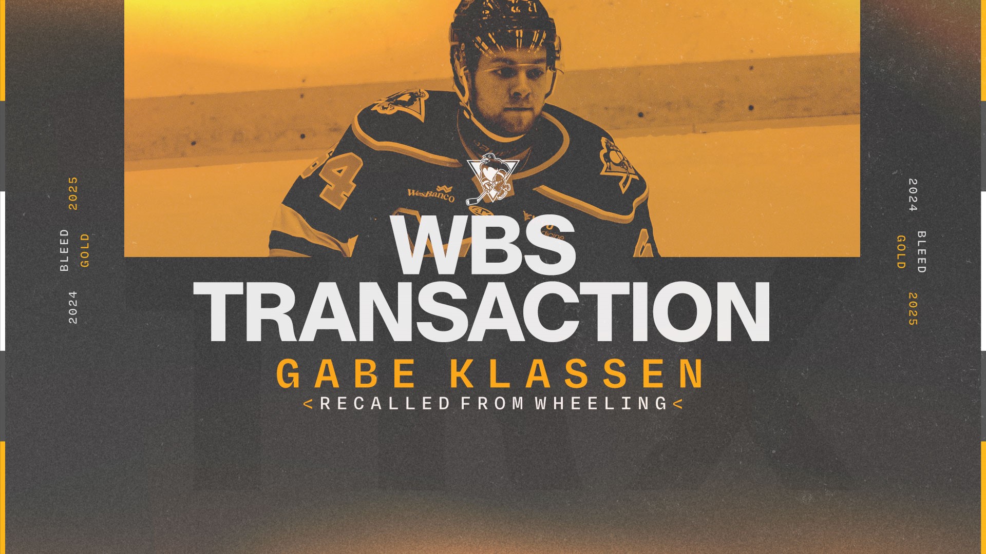 PENGUINS RECALL GABE KLASSEN FROM NAILERS