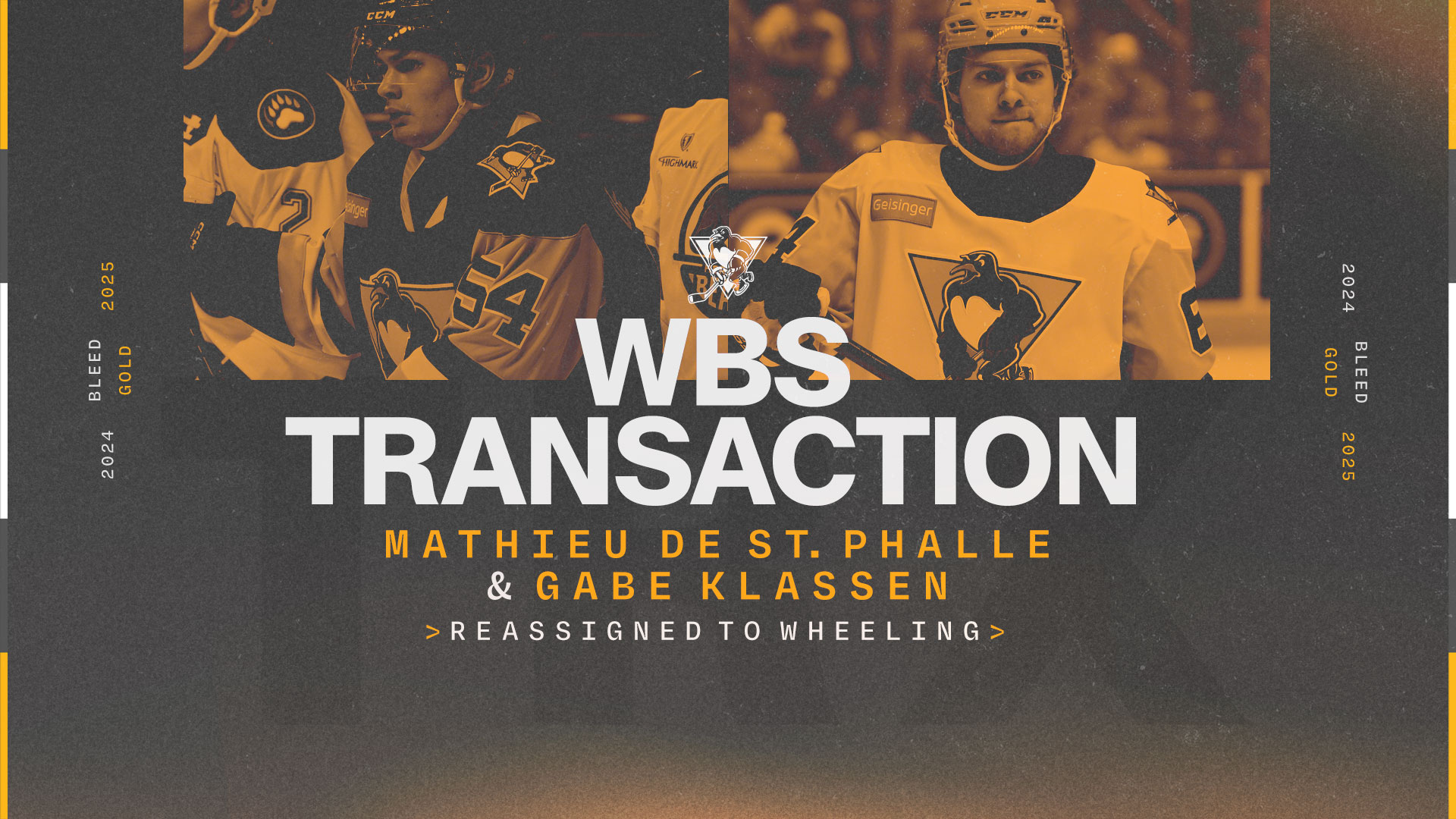 PENGUINS REASSIGN DE ST. PHALLE, KLASSEN TO WHEELING